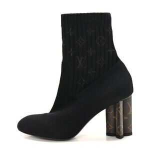 Louis Vuitton Monogram Stretch Fabric Silhouette Ankle Boots, sz 41, Excellent